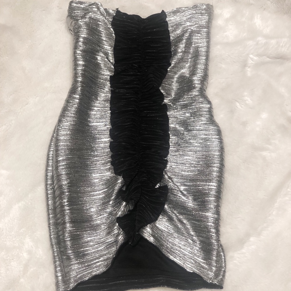Silver & black bandage dress